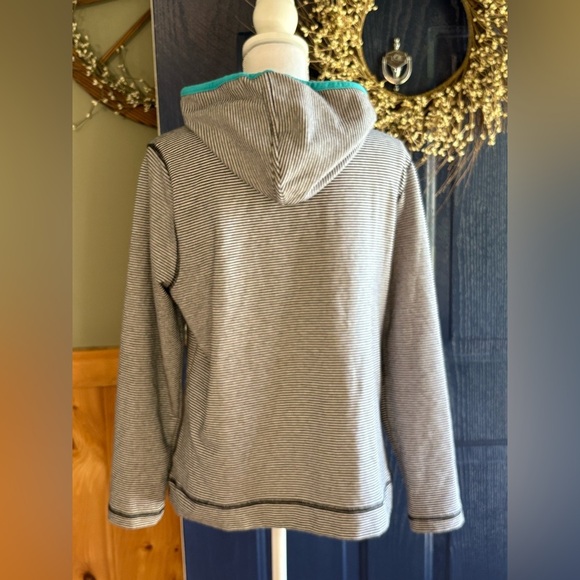 Talbots Black & White Striped Full-Zip Hoodie size Large. - Picture 4 of 11